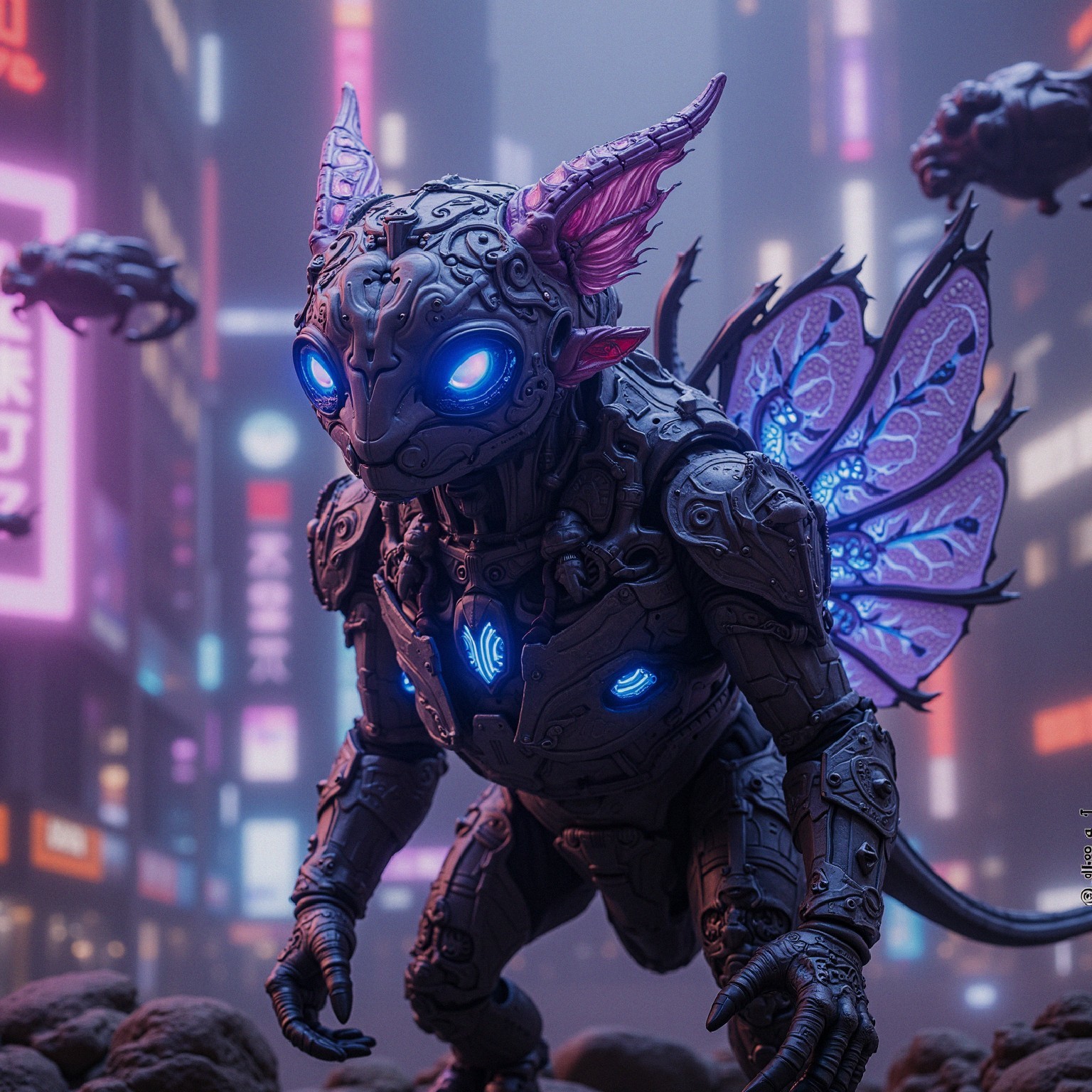 Mechanical Creature in Futuristic Urban Landscape