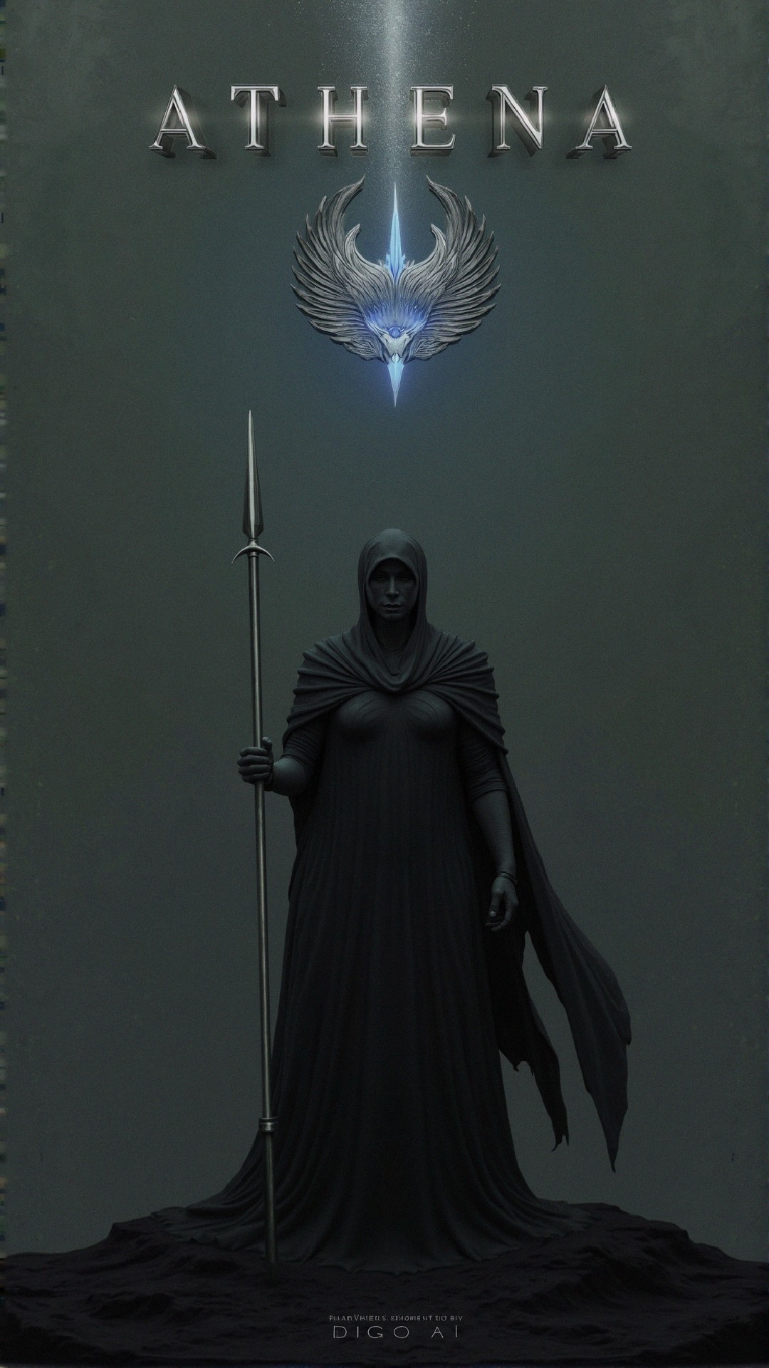 Dark-Cloaked Figure of Athena with Spear and Emblem