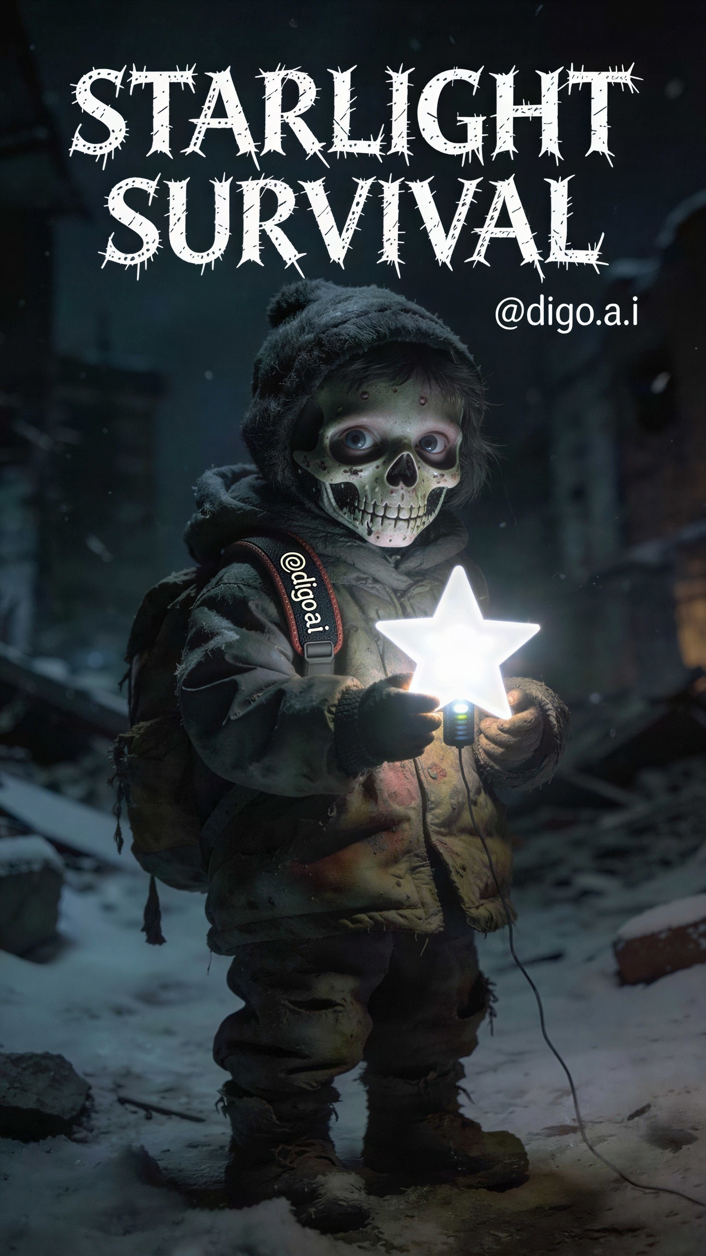 Post-Apocalyptic Scene with Child and Lantern