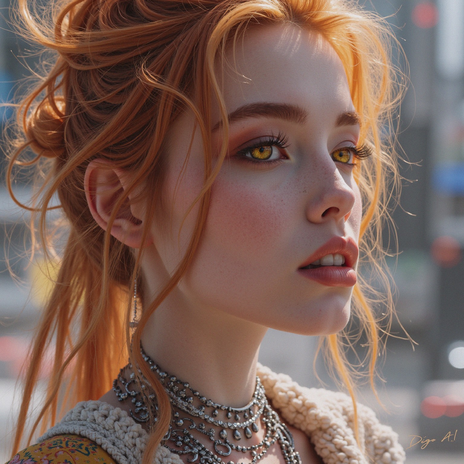 Close-Up Portrait of a Young Woman with Orange Hair