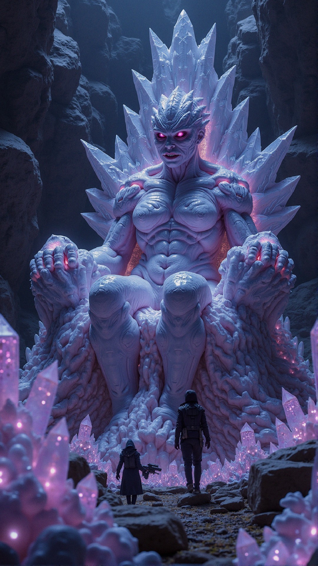 Colossal Figure on Throne in Crystal Cavern Scene