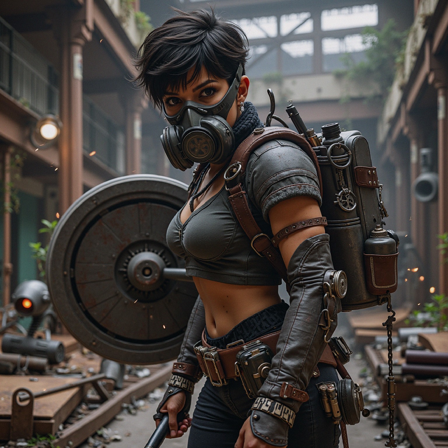 Warrior in a Steam-Filled Post-Apocalyptic Setting
