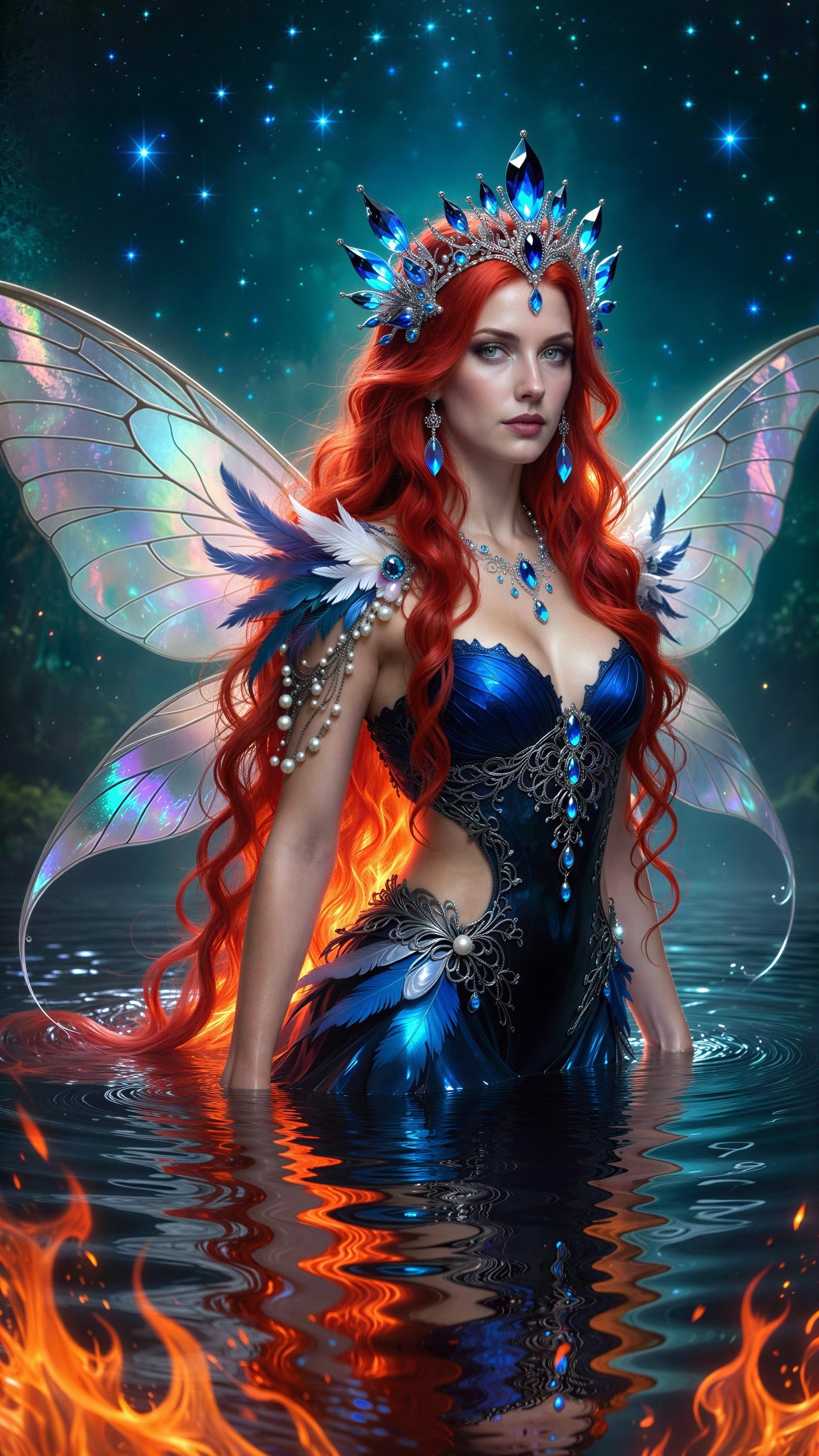 Mythical fairy creature with glowing features and jewels
