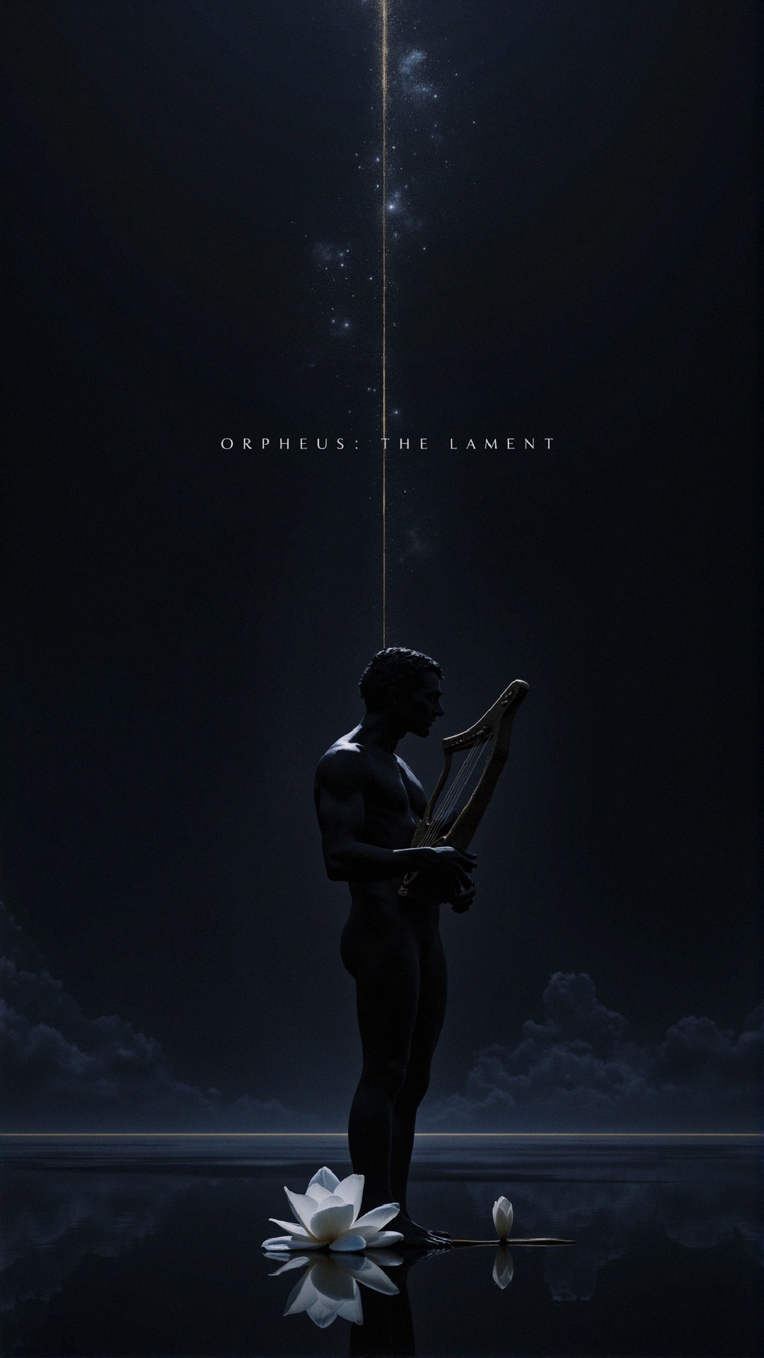 Silhouetted Figure of Orpheus in Cosmic Setting