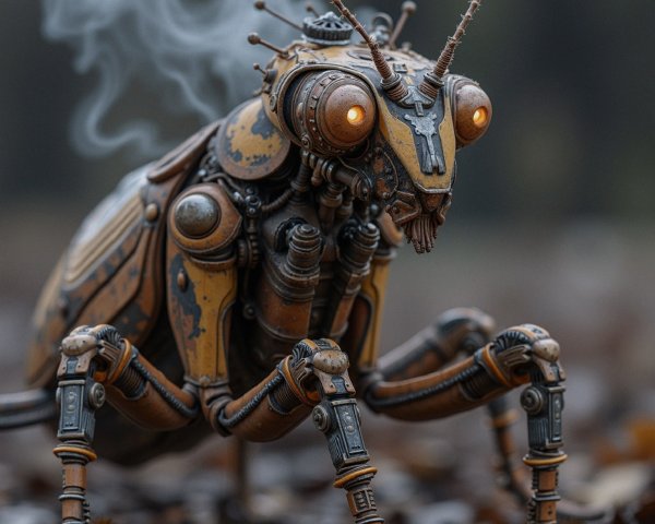 Steampunk Robotic Insect with Intricate Design
