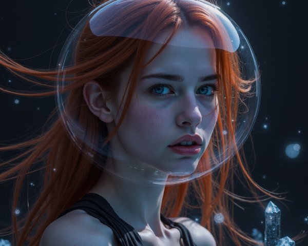 Portrait of a Young Woman in a Futuristic Setting