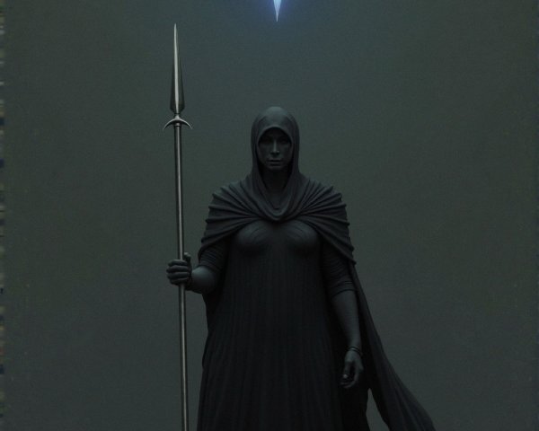 Dark-Cloaked Figure of Athena with Spear and Emblem