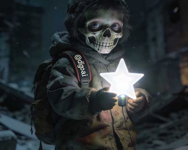 Post-Apocalyptic Scene with Child and Lantern