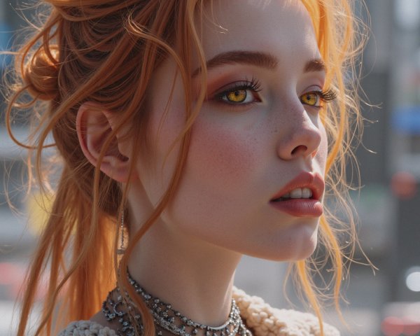 Close-Up Portrait of a Young Woman with Orange Hair