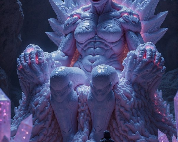 Colossal Figure on Throne in Crystal Cavern Scene