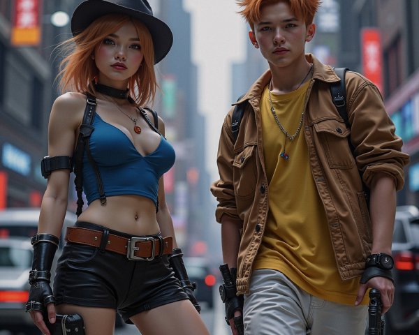 Stylish Urban Characters with Futuristic Gadgets