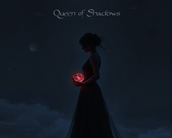 Silhouetted Figure in Black Gown with Red Orb