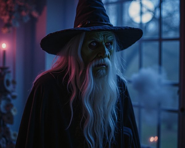 Mysterious figure in dim room with eerie ambiance