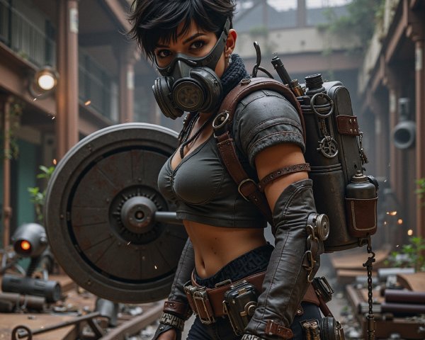 Warrior in a Steam-Filled Post-Apocalyptic Setting