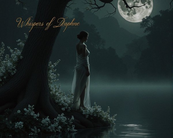 Solitary Figure by Water Under Moonlit Sky