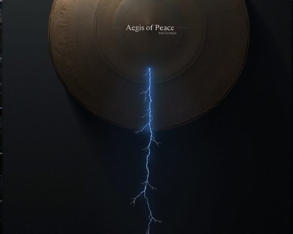 Circular bronze shield with peace inscription and symbols