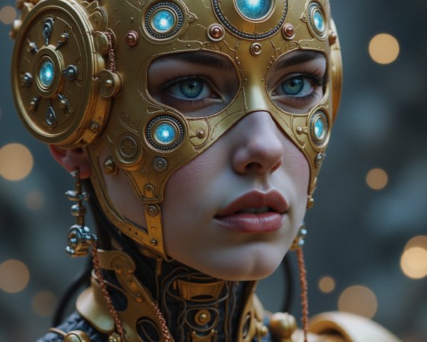 Humanoid Figure with Organic and Robotic Features