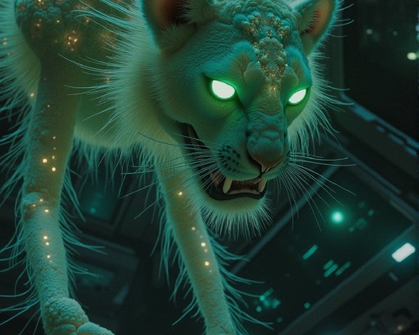 Ethereal Lion-like Creature in Futuristic Setting
