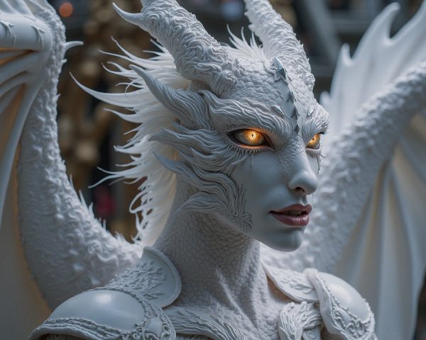 Intricately Designed Dragon-Like Character Description