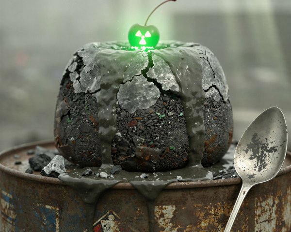 Post-Apocalyptic Christmas Pudding with Radioactive Cherry