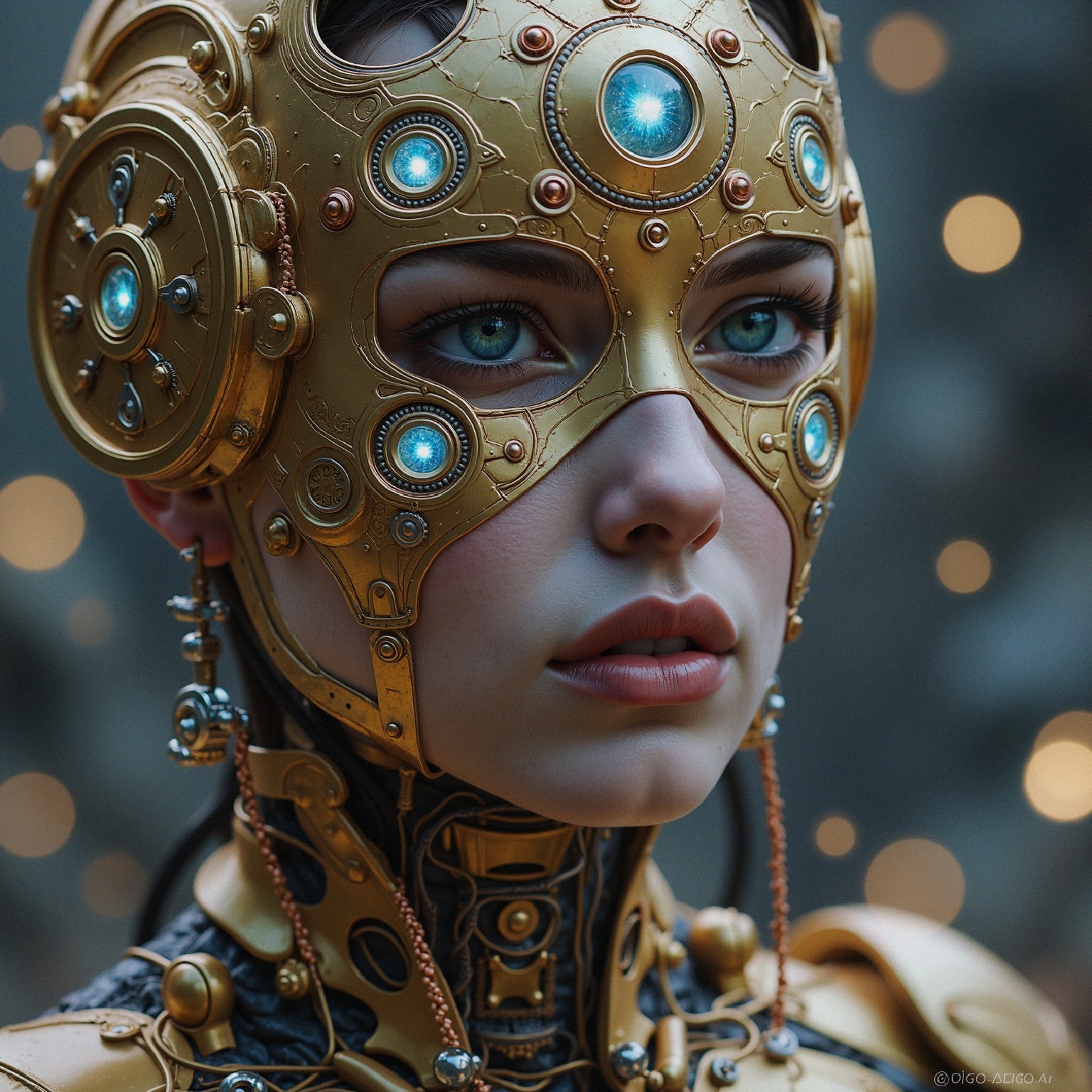 Humanoid Figure with Organic and Robotic Features