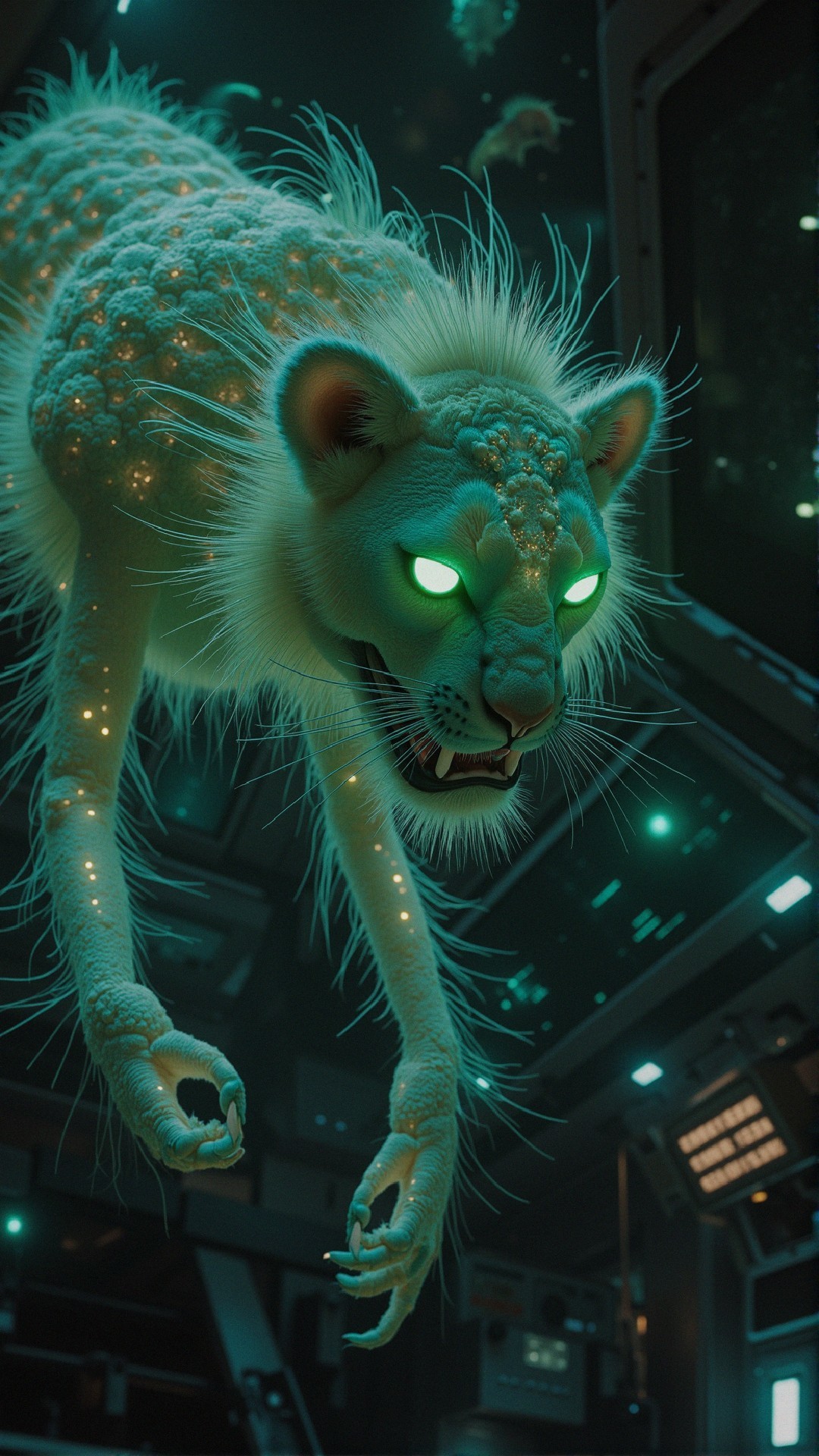 Ethereal Lion-like Creature in Futuristic Setting