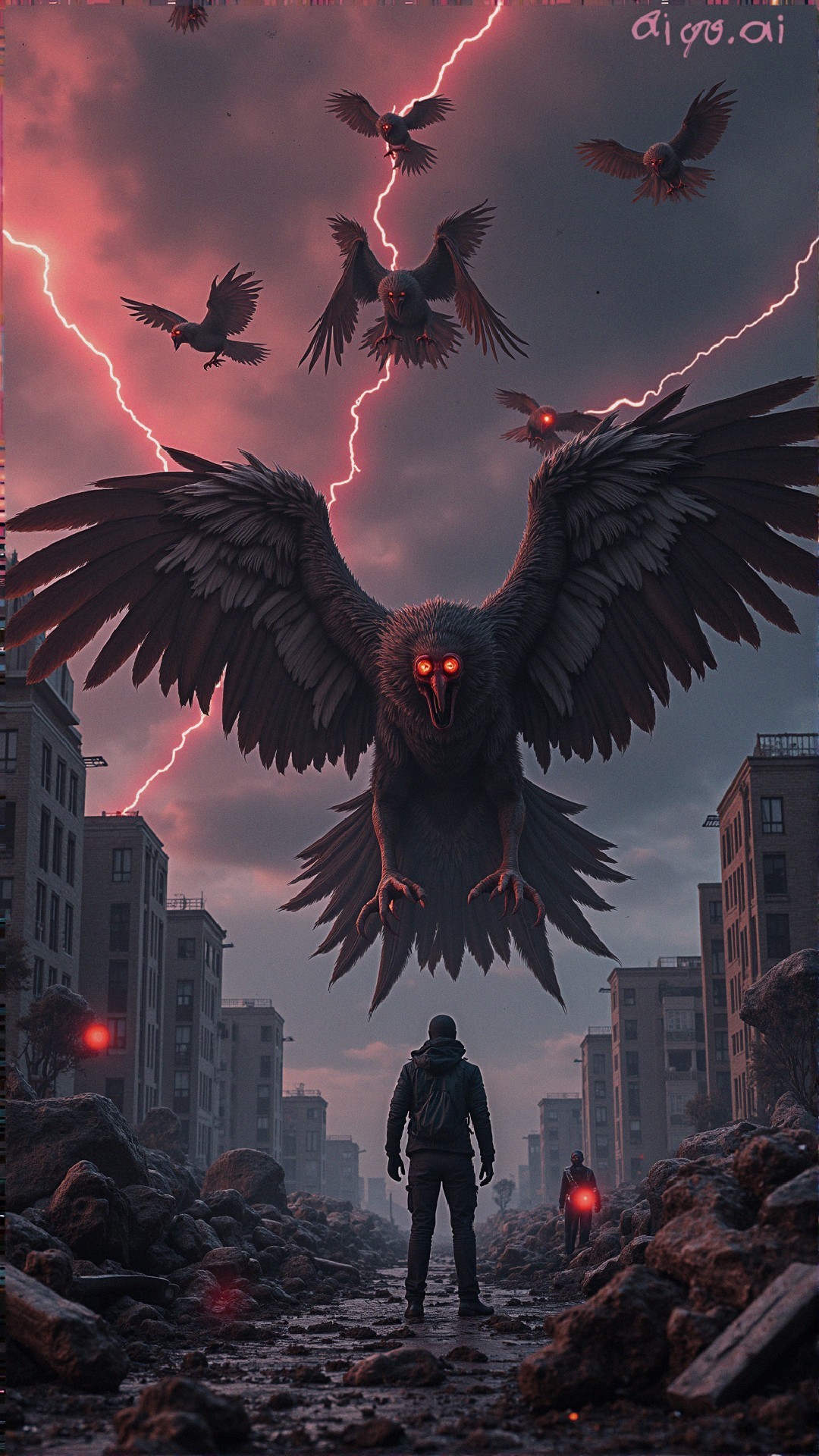 Dark Apocalyptic Landscape with Colossal Creature