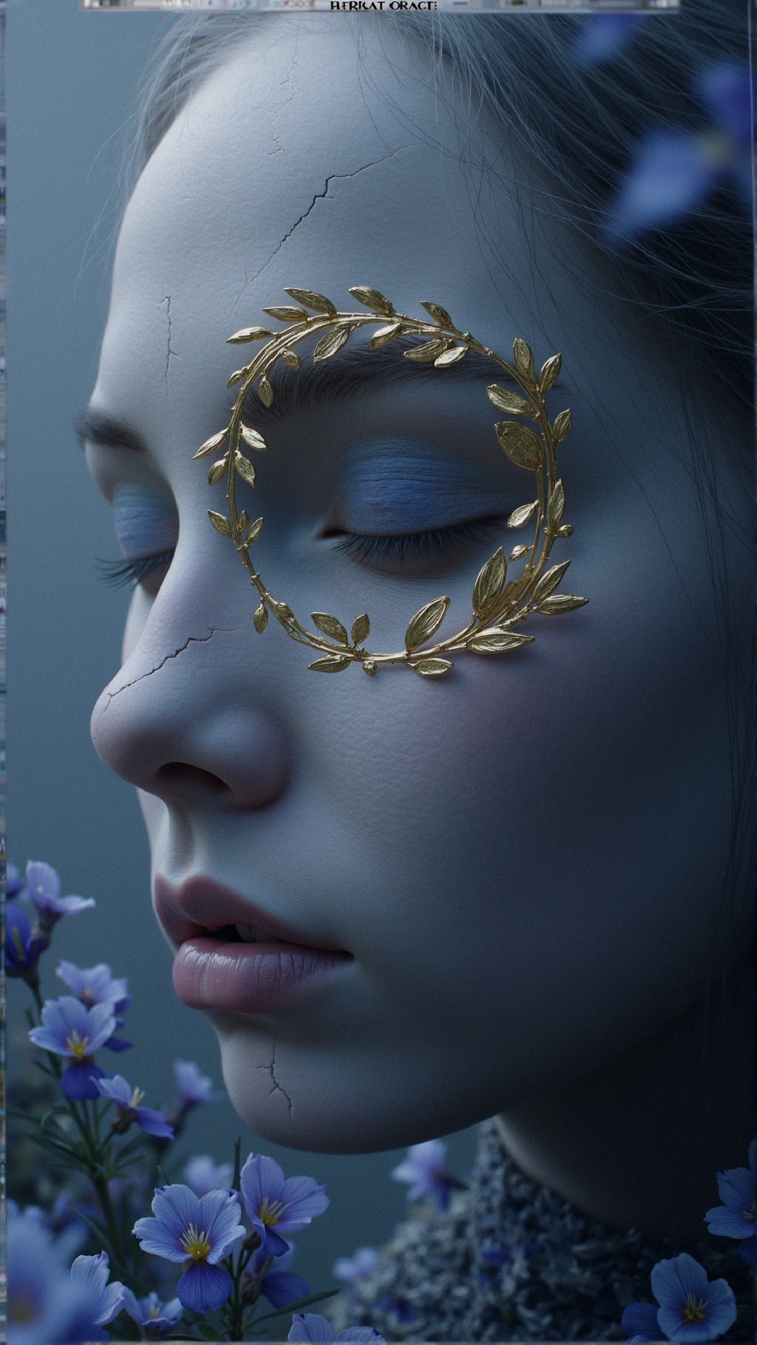 Close-up of Young Woman with Gold Laurel Wreath