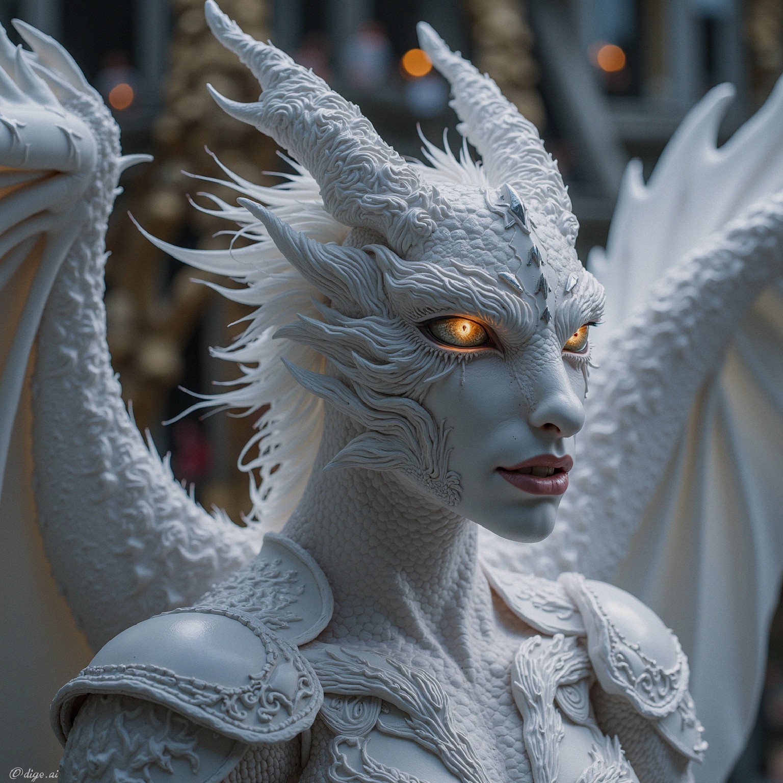 Intricately Designed Dragon-Like Character Description