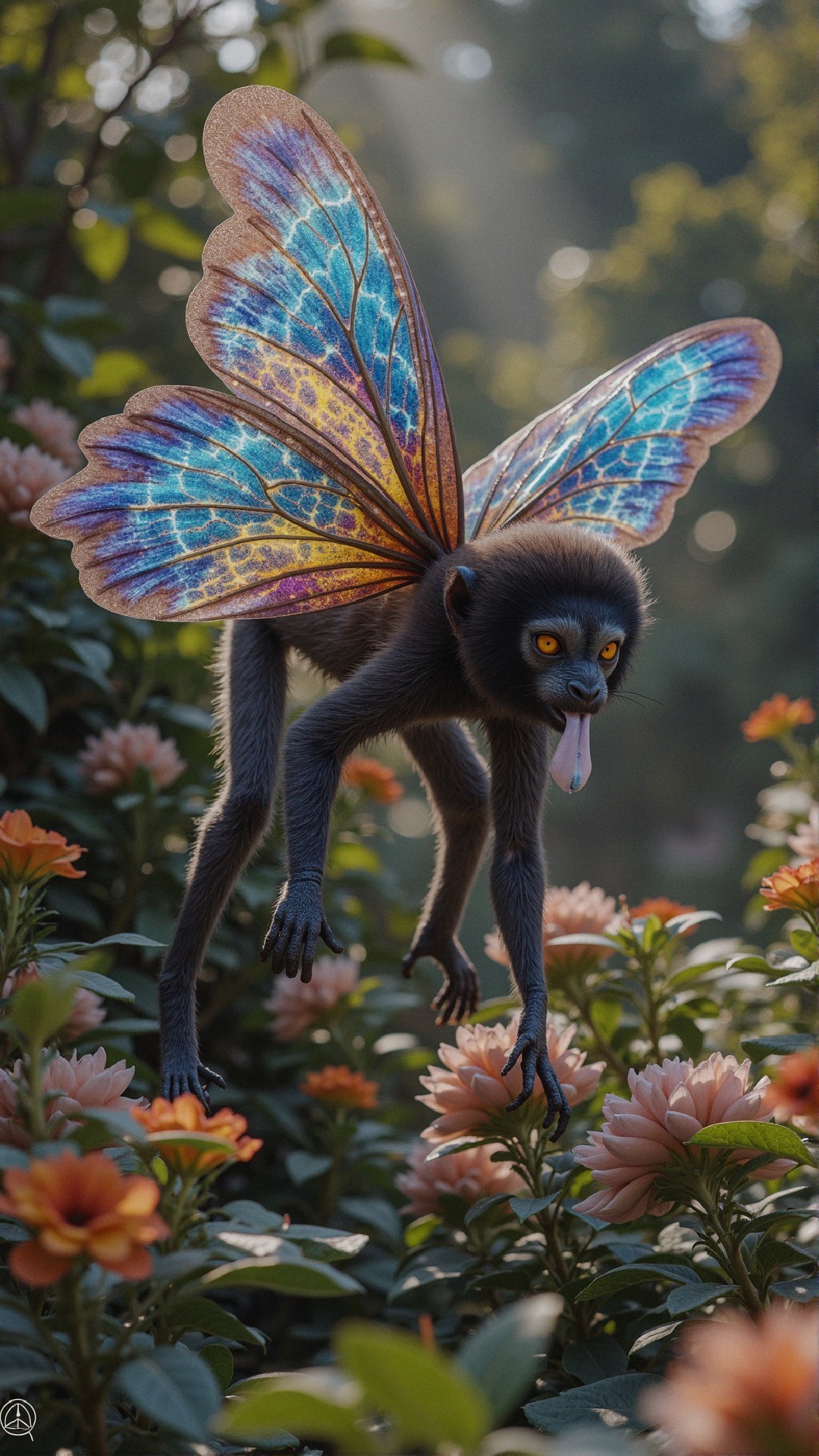 Monkey-Butterfly Hybrid with Colorful Wings and Fur