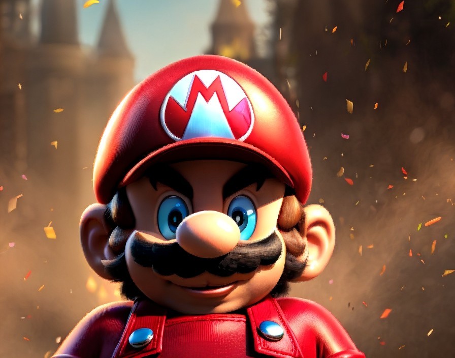 3D-Animated Character in Red Hat with Confetti