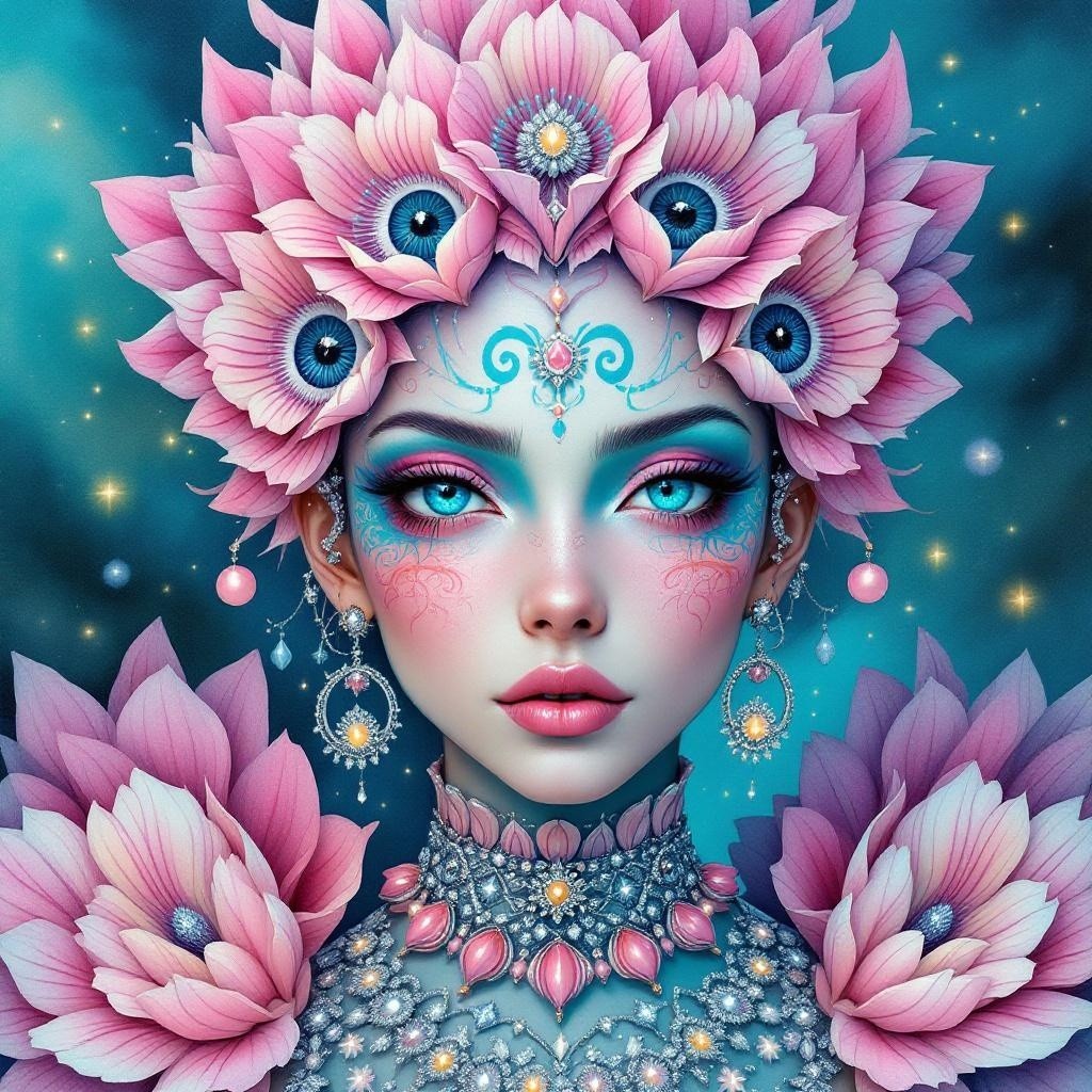 Fantasy Portrait of a Woman with Floral Crown