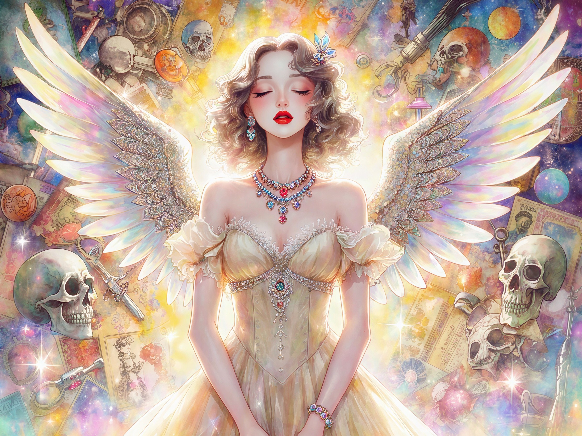 Digital Painting of an Angel with Iridescent Wings