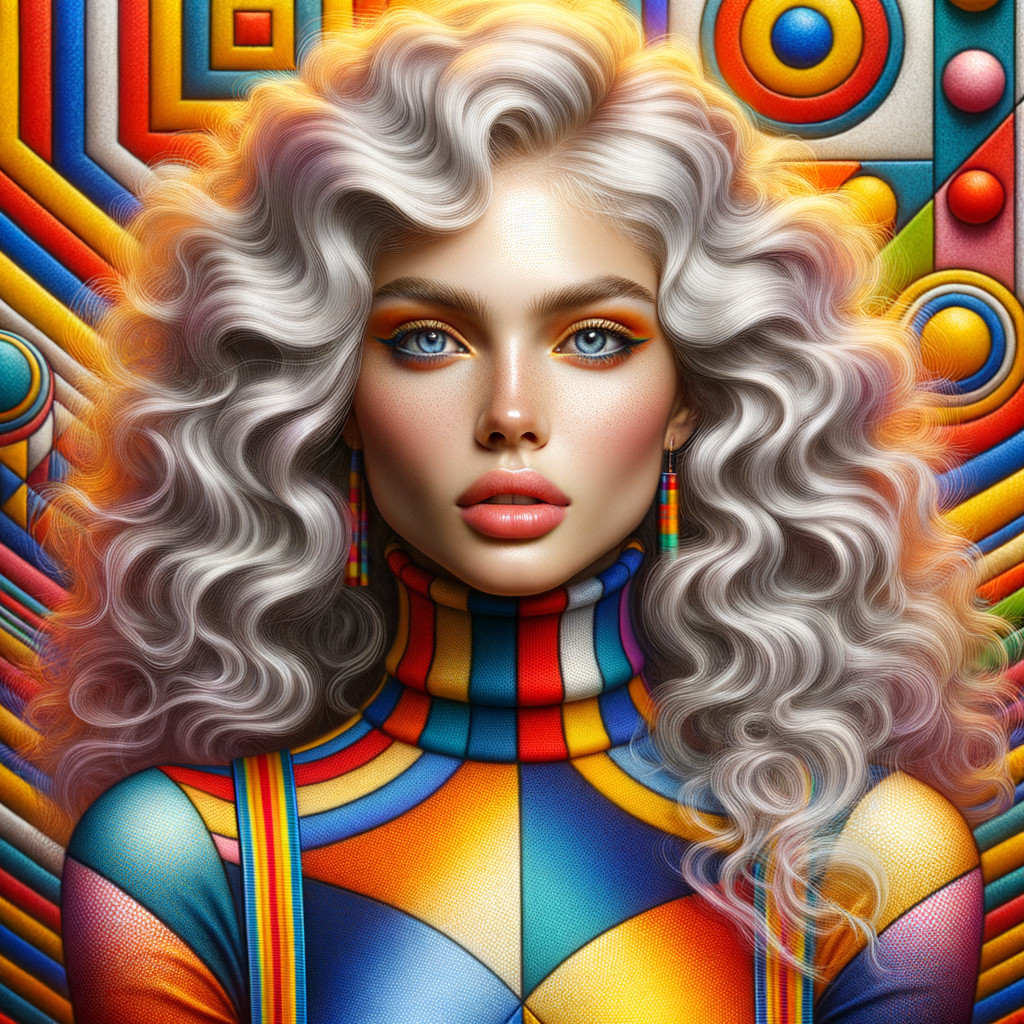 Portrait of a woman with silver hair and blue eyes