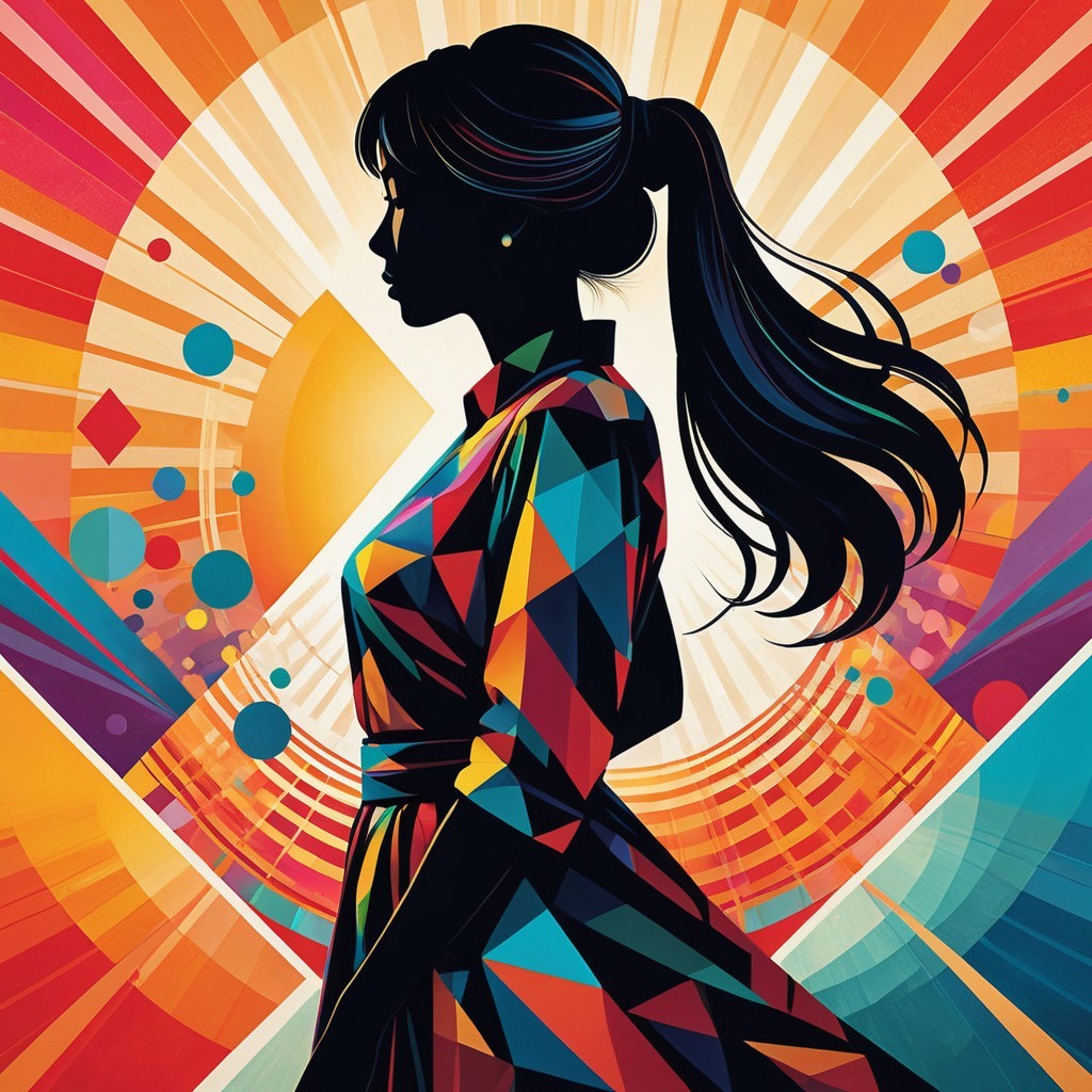 Geometric Silhouette of a Woman with Vibrant Colors