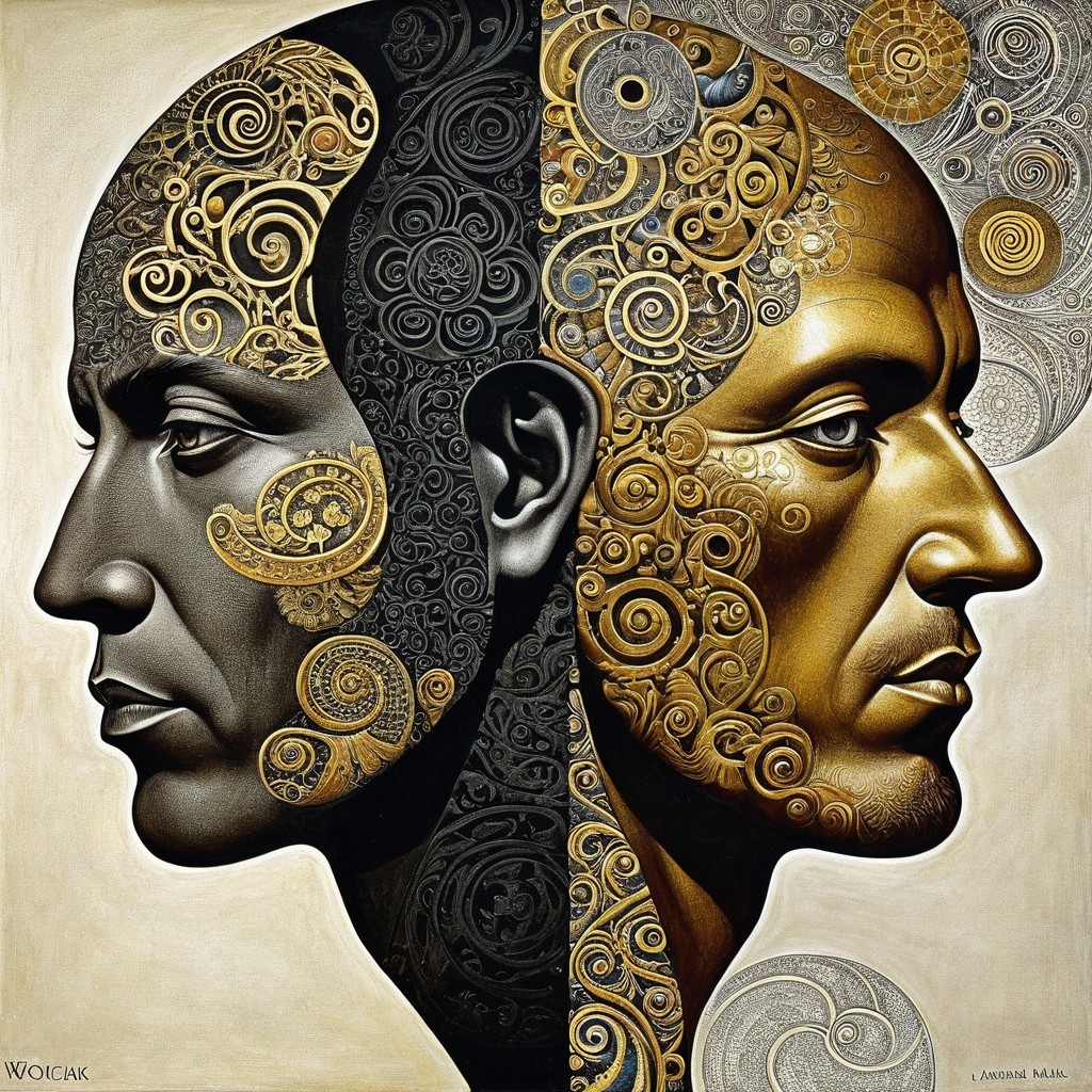 Intricate Dual Faces in Profile with Symbolic Patterns