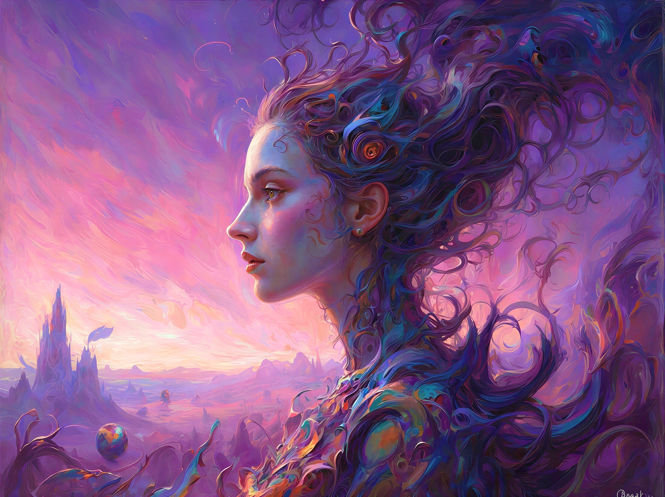 Psychedelic Portrait of a Woman in Enchanted Forest