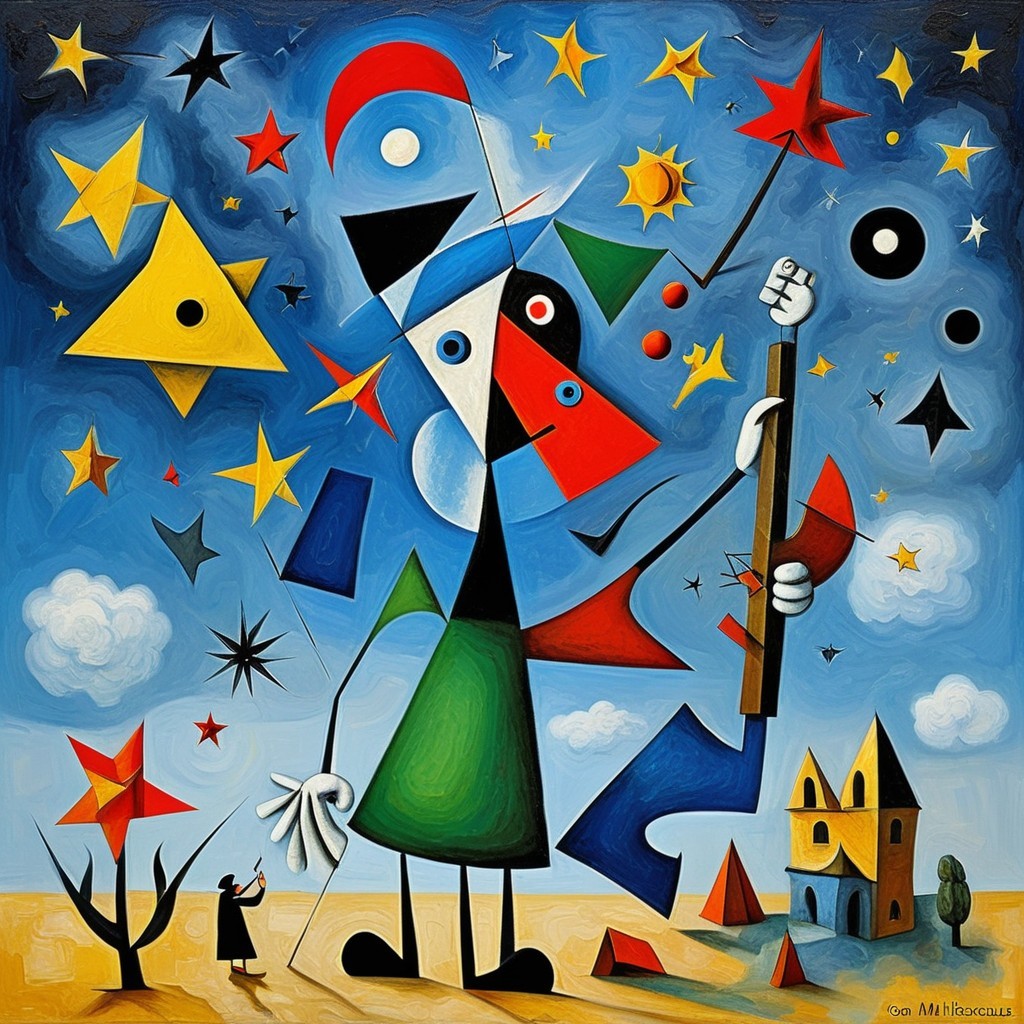 Abstract Scene with Geometric Figures and Bright Colors