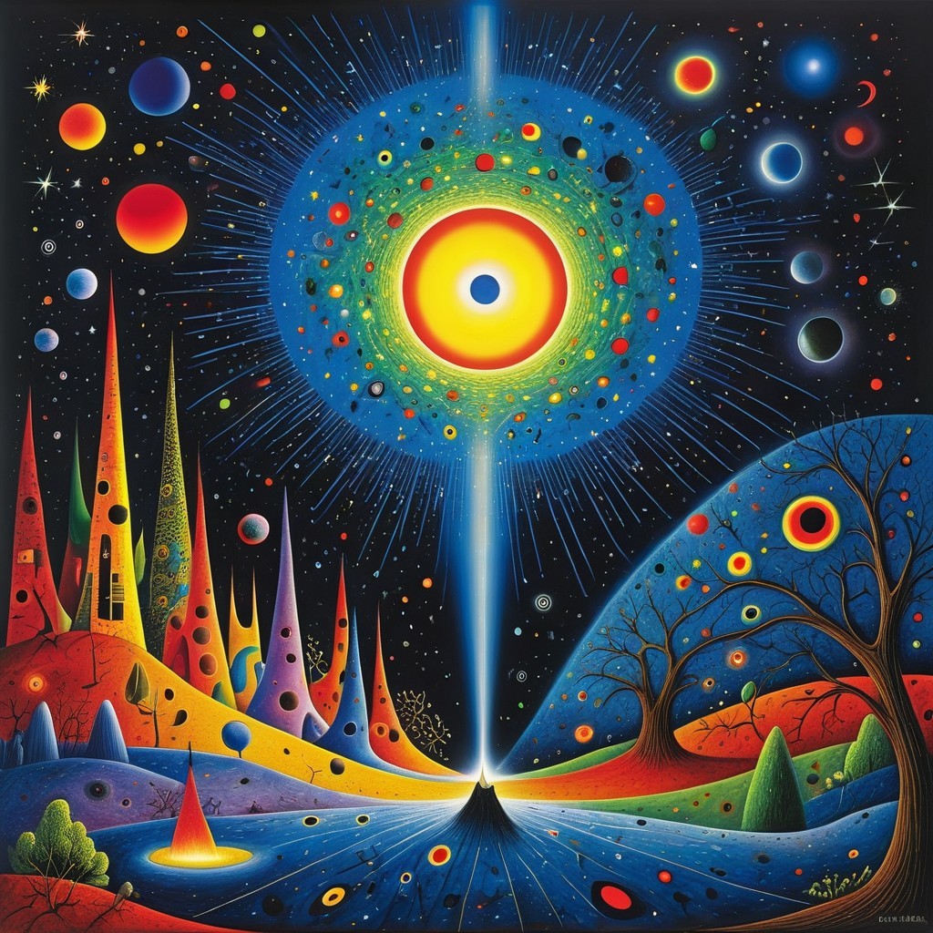 Vibrant Cosmic Scene with Galaxies and Celestial Bodies