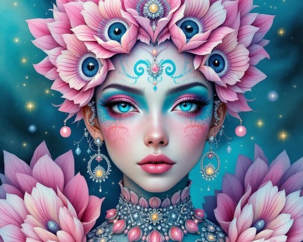 Fantasy Portrait of a Woman with Floral Crown