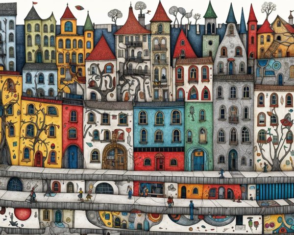Colorful Cityscape with Unique Architectural Details