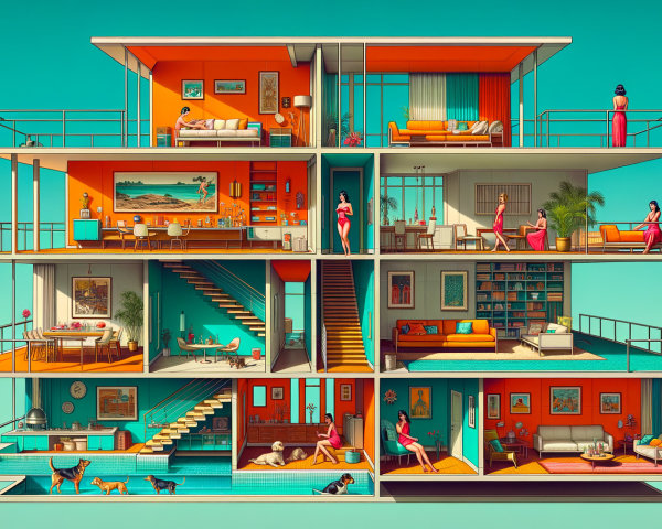 Vibrant Multi-Level Interior of a Modern House