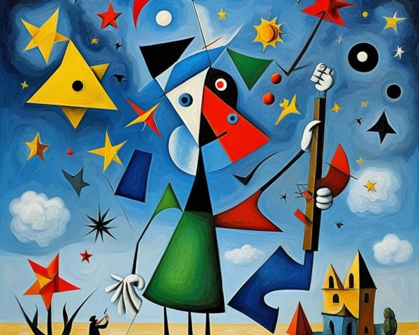 Abstract Scene with Geometric Figures and Bright Colors