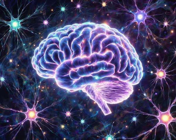 Bioluminescent Human Brain in Cosmic Background