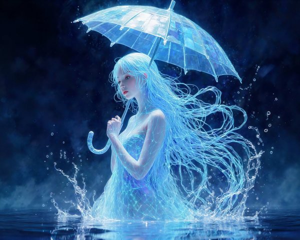 Digital Painting of a Woman with Crystalline Features