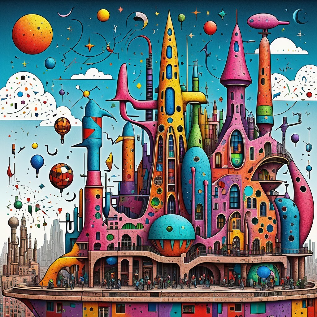 Whimsical Colorful Cityscape with Fantastical Architecture