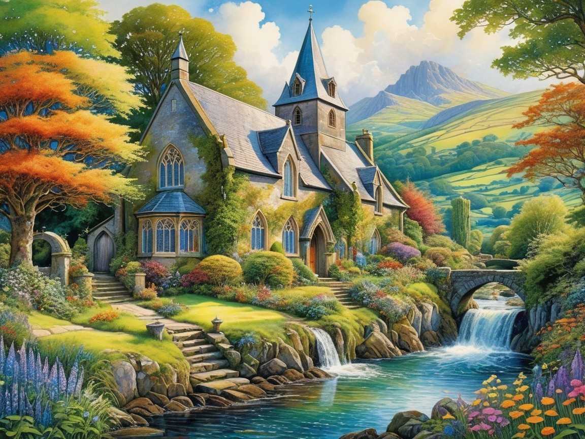 Charming Cottage Surrounded by Autumn Gardens and Mountains