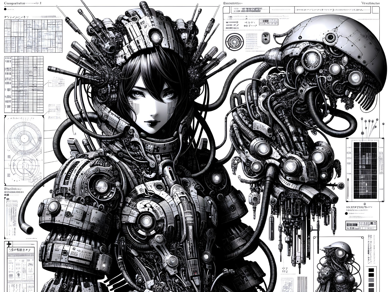 Futuristic Female Figure with Mechanical Enhancements
