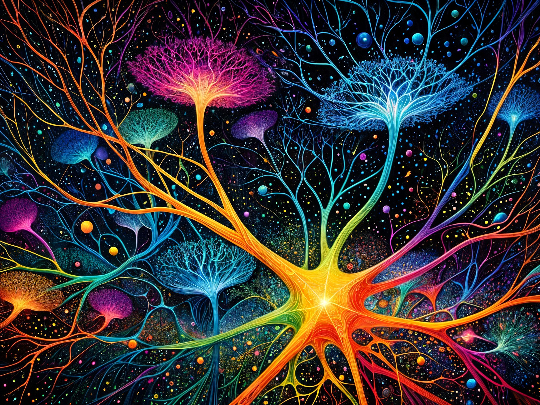 Colorful Neuron Network with Cosmic Elements