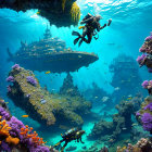 Woman in Vibrant Turquoise Waters with Flowing Hair
